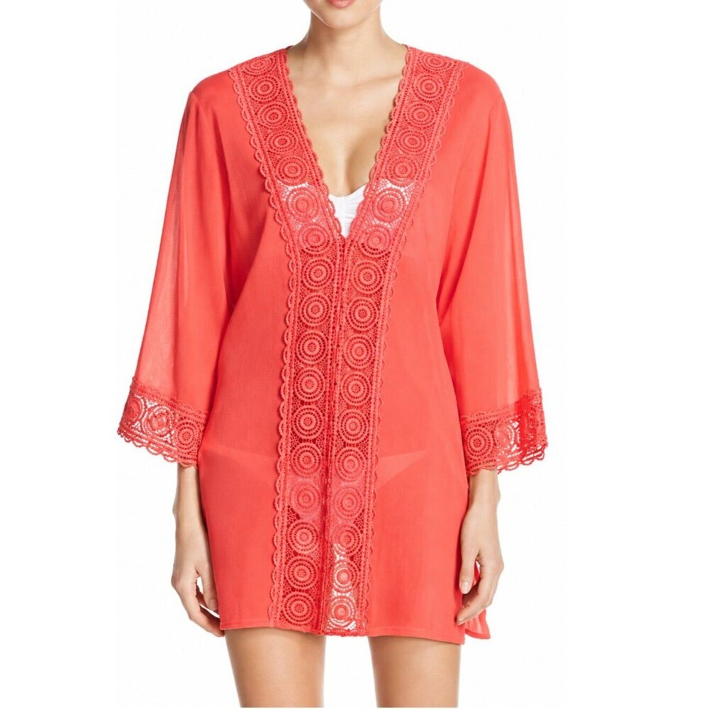 La Blanca Coral Crochet Trim Swim Cover-Up Tunic – Women's Large